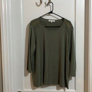 Olive green with gold details long sleeve shirt